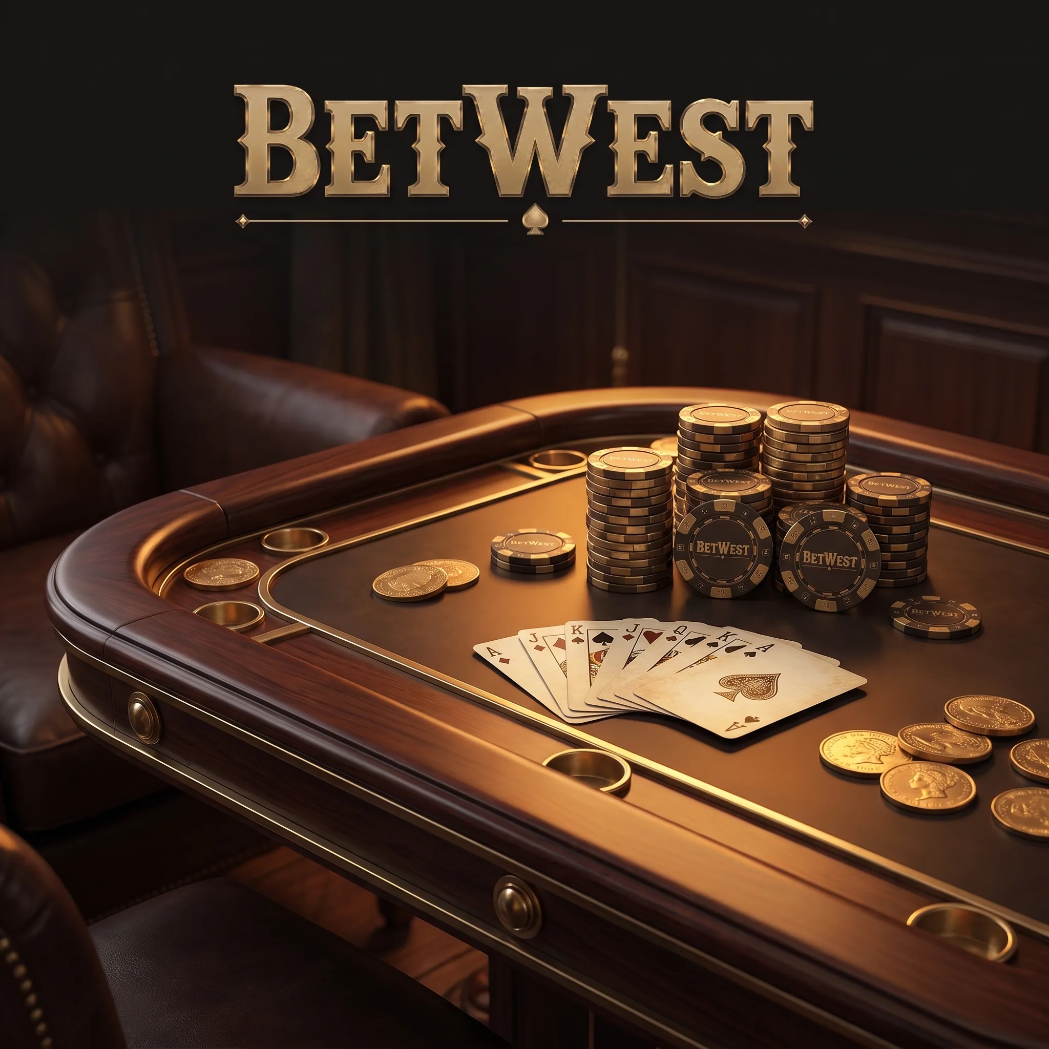BetWest pokertafel met kaarten en fiches